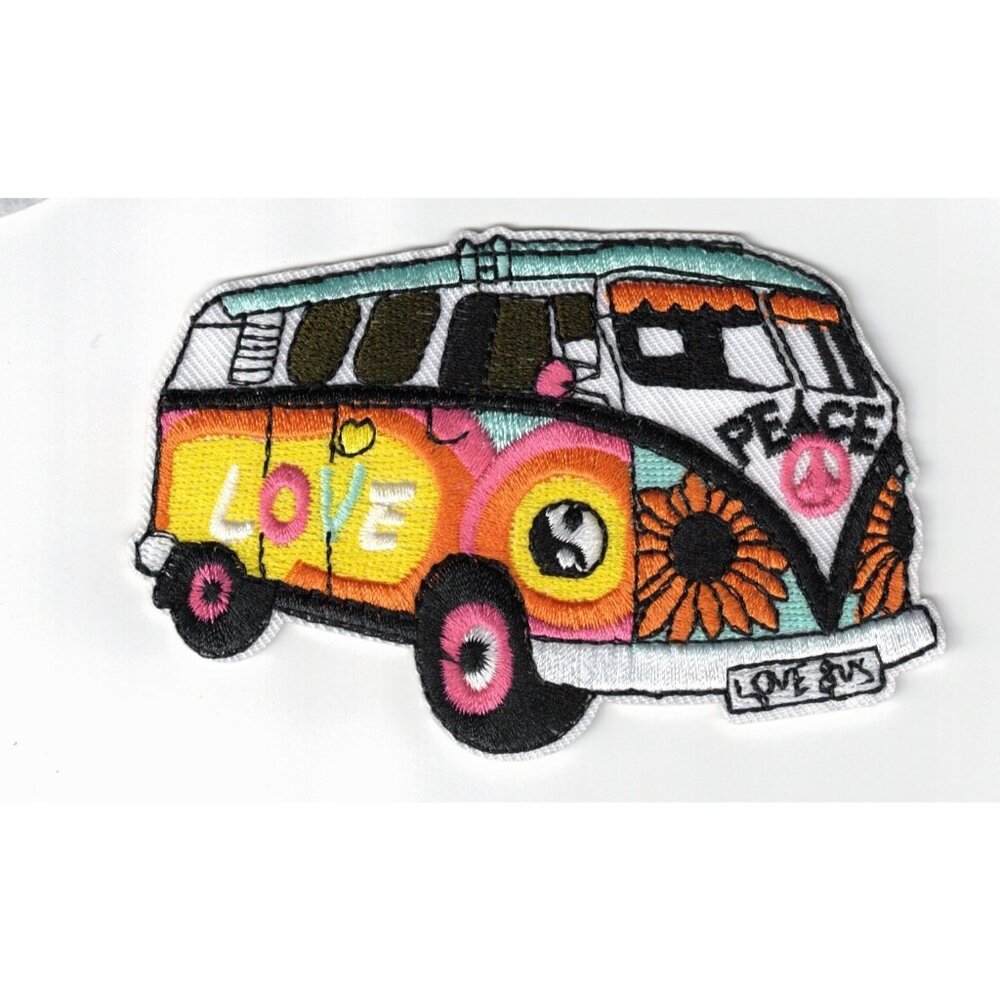 VW Hippie Van Peace Groovey 4x2.5in Embroidered Iron-on Patch